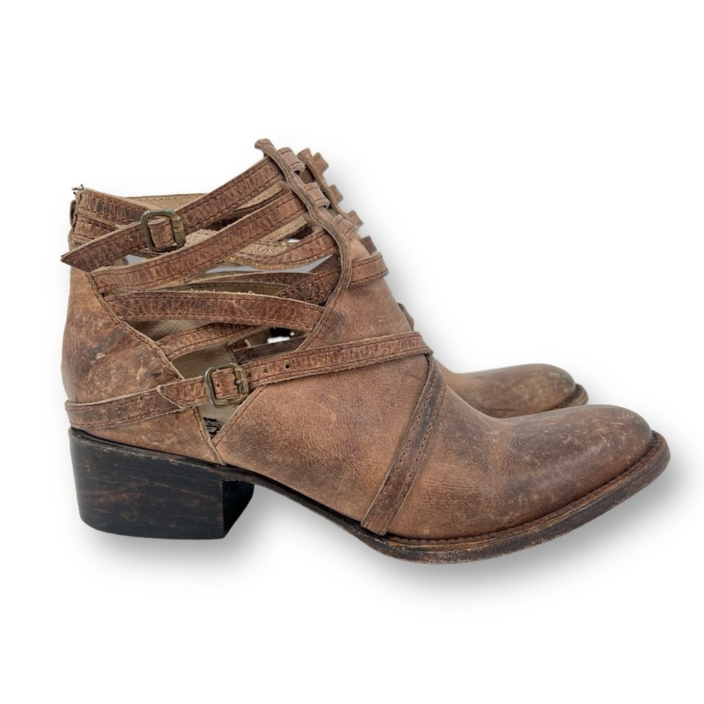 Freebird by Steven Brown Leather Cutout Ankle Booties
